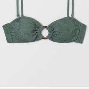 NWT H&M Tube Top Khaki Green Ring Bandeau Bikini Top Size 2